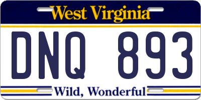 WV license plate DNQ893