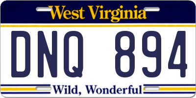WV license plate DNQ894