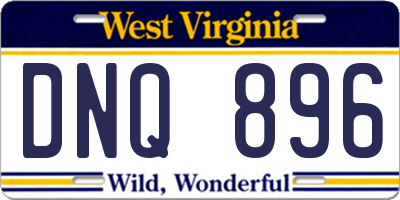 WV license plate DNQ896