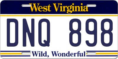 WV license plate DNQ898