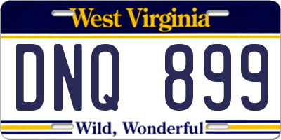 WV license plate DNQ899