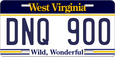 WV license plate DNQ900