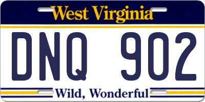 WV license plate DNQ902