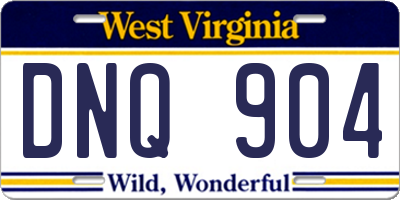 WV license plate DNQ904