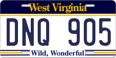 WV license plate DNQ905