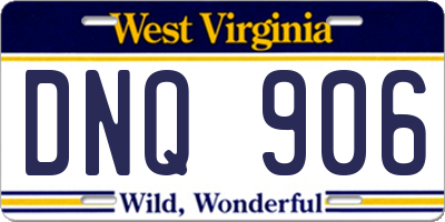 WV license plate DNQ906