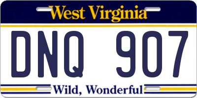 WV license plate DNQ907