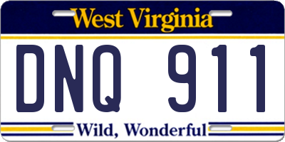 WV license plate DNQ911