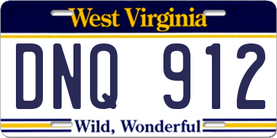 WV license plate DNQ912