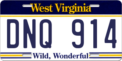 WV license plate DNQ914