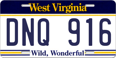 WV license plate DNQ916