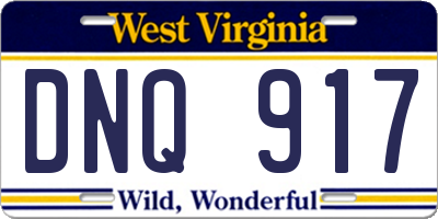 WV license plate DNQ917