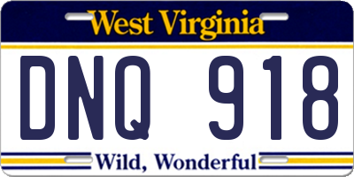WV license plate DNQ918
