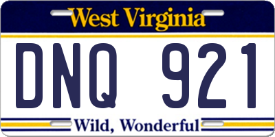 WV license plate DNQ921