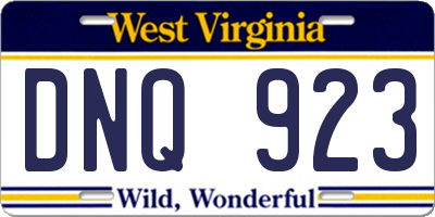 WV license plate DNQ923