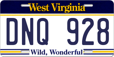 WV license plate DNQ928