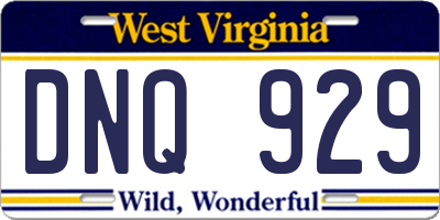 WV license plate DNQ929