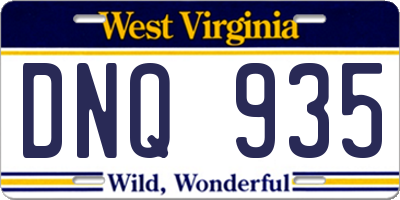 WV license plate DNQ935