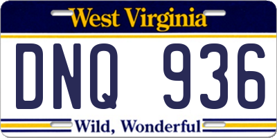 WV license plate DNQ936
