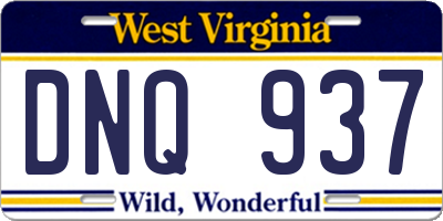 WV license plate DNQ937