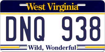 WV license plate DNQ938