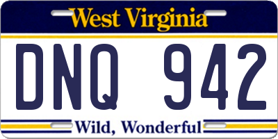 WV license plate DNQ942