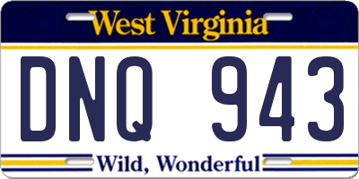 WV license plate DNQ943