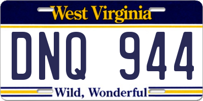 WV license plate DNQ944
