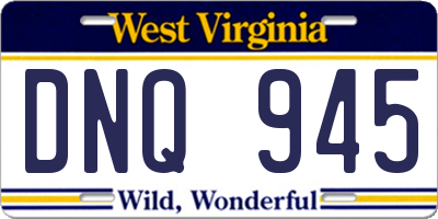 WV license plate DNQ945