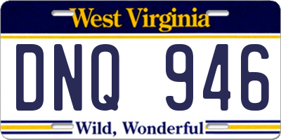 WV license plate DNQ946