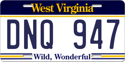 WV license plate DNQ947
