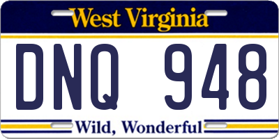 WV license plate DNQ948