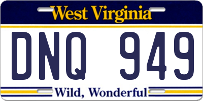 WV license plate DNQ949