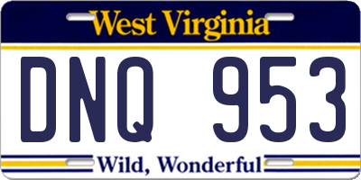 WV license plate DNQ953