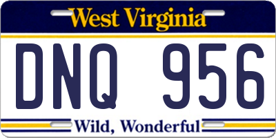 WV license plate DNQ956