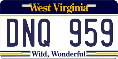 WV license plate DNQ959