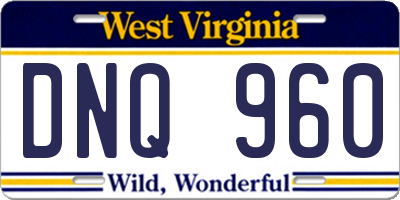 WV license plate DNQ960