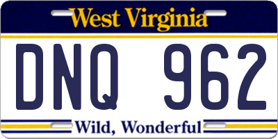 WV license plate DNQ962