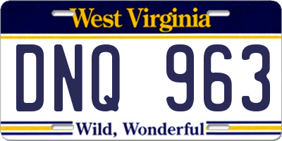 WV license plate DNQ963