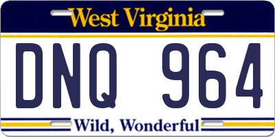 WV license plate DNQ964