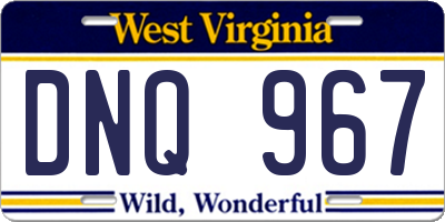 WV license plate DNQ967