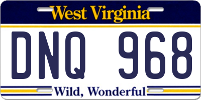 WV license plate DNQ968