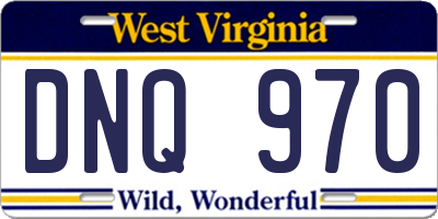 WV license plate DNQ970