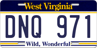 WV license plate DNQ971