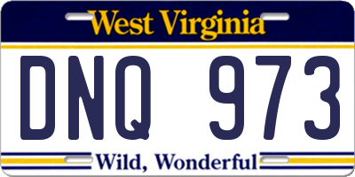 WV license plate DNQ973