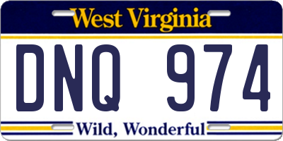 WV license plate DNQ974