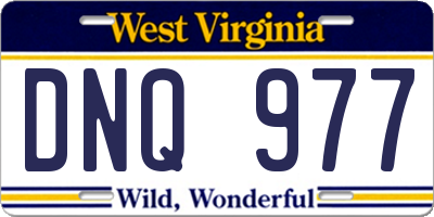 WV license plate DNQ977