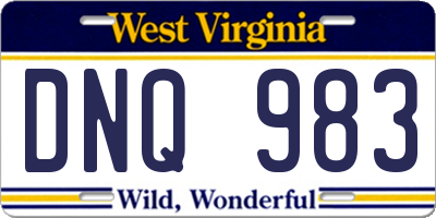 WV license plate DNQ983