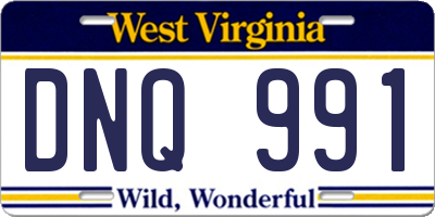 WV license plate DNQ991