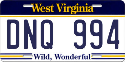 WV license plate DNQ994
